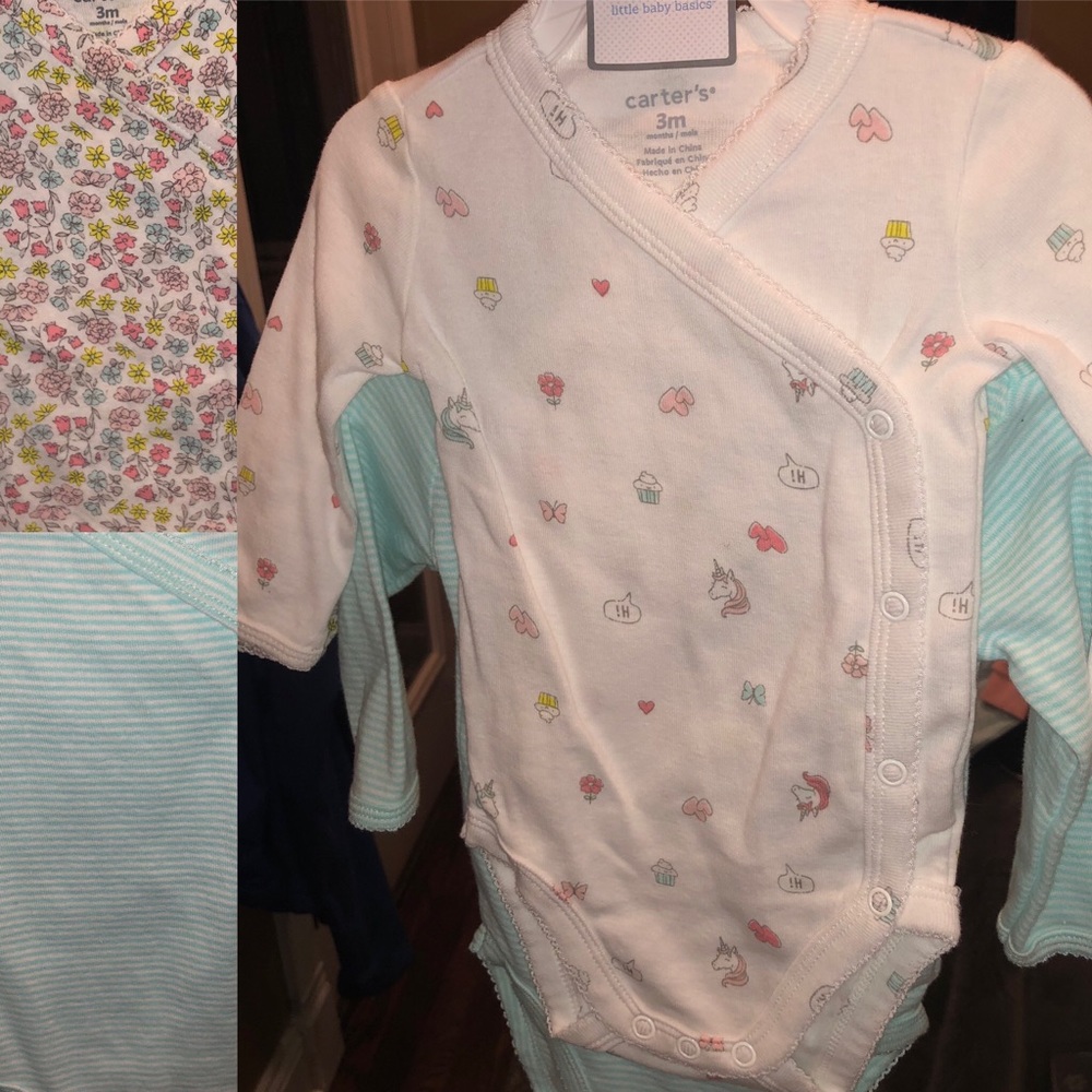 Carter’s Set of 3 side snap bodysuits- baby girl